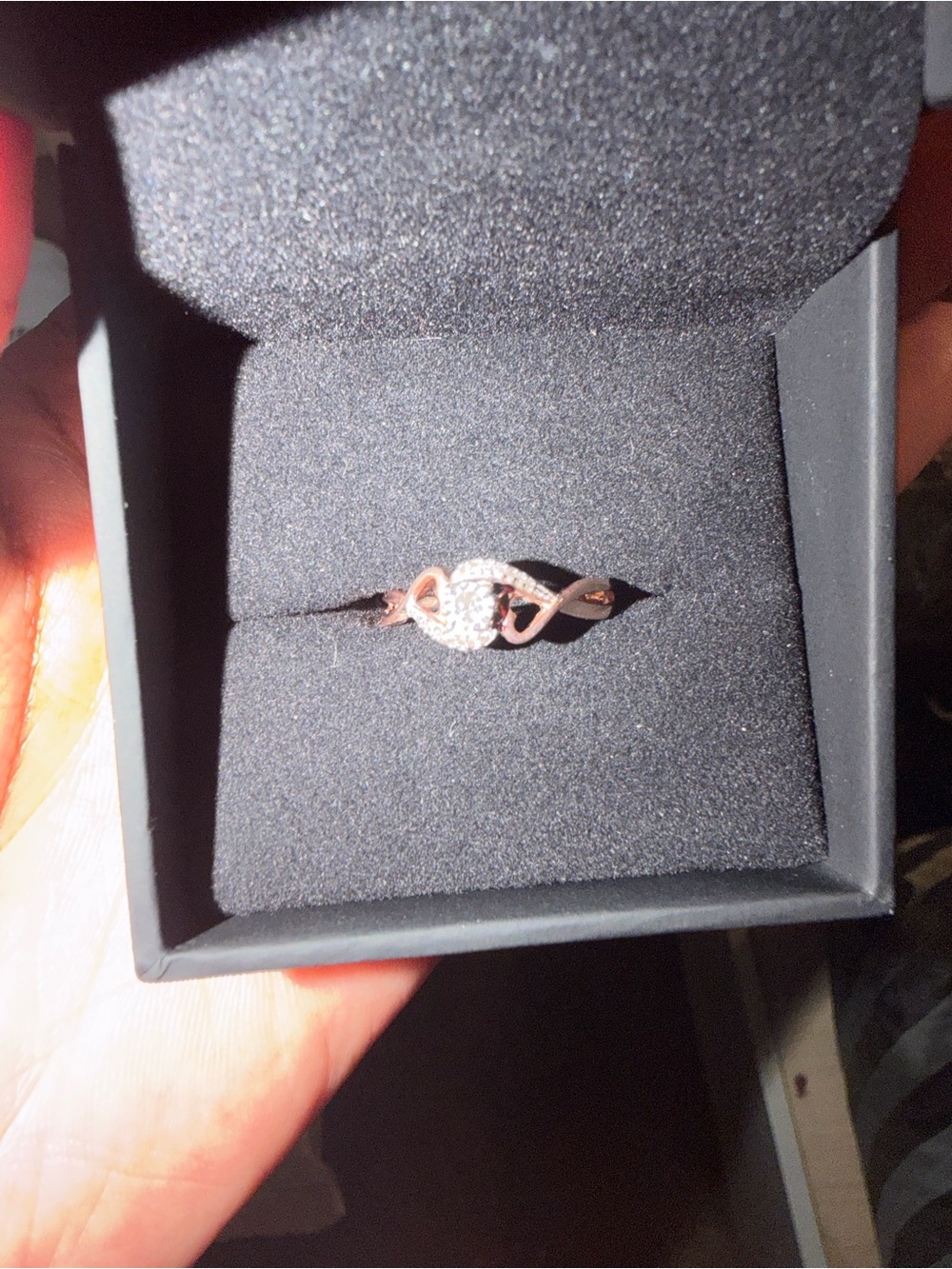 Kay Jewelers Rose Gold Infinity Knot Ring with Sparkling Stones